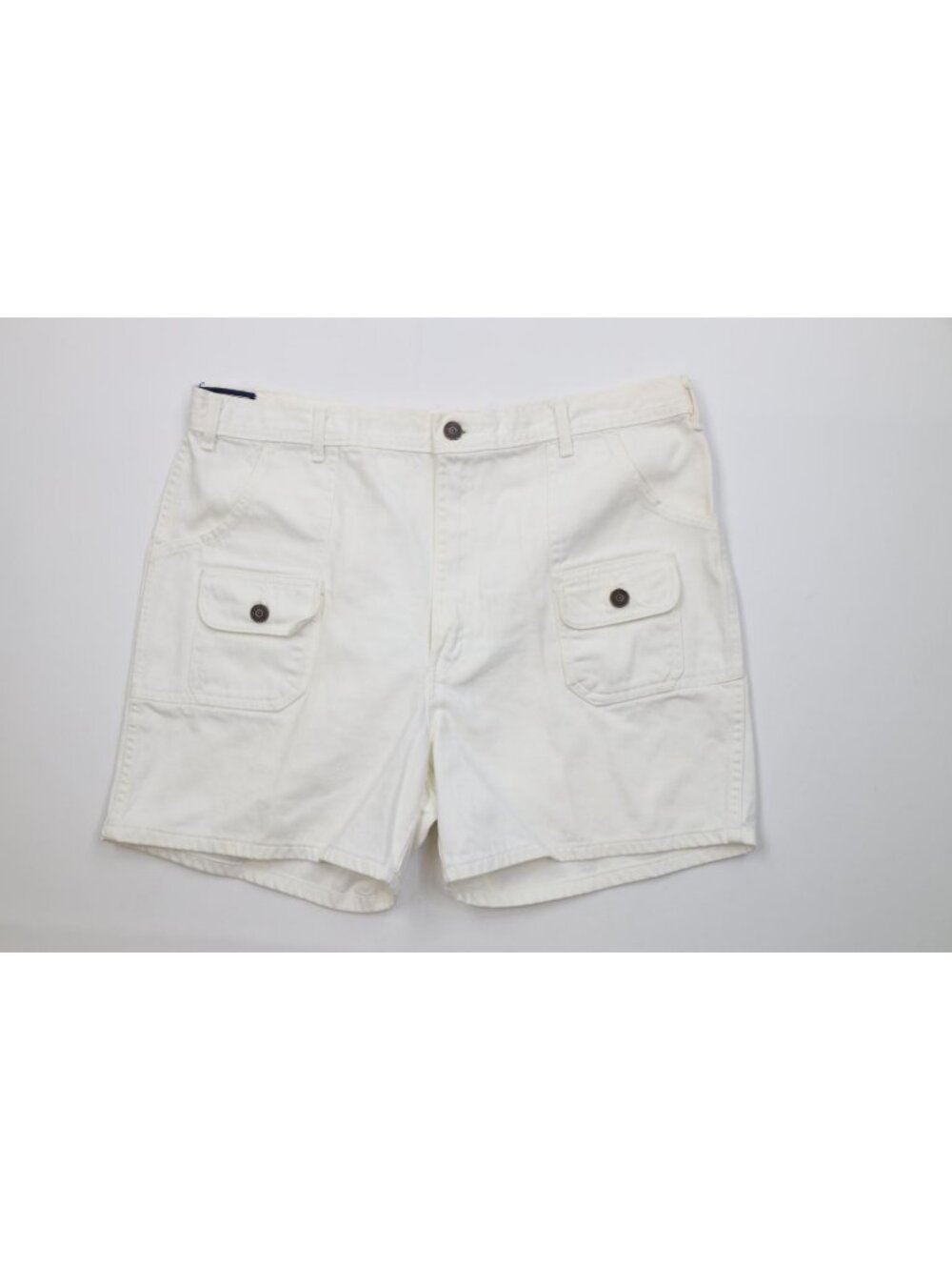 Vtg 70s 80s Gap Mens 36 Distressed Above Knee Trekking Cargo Shorts White USA